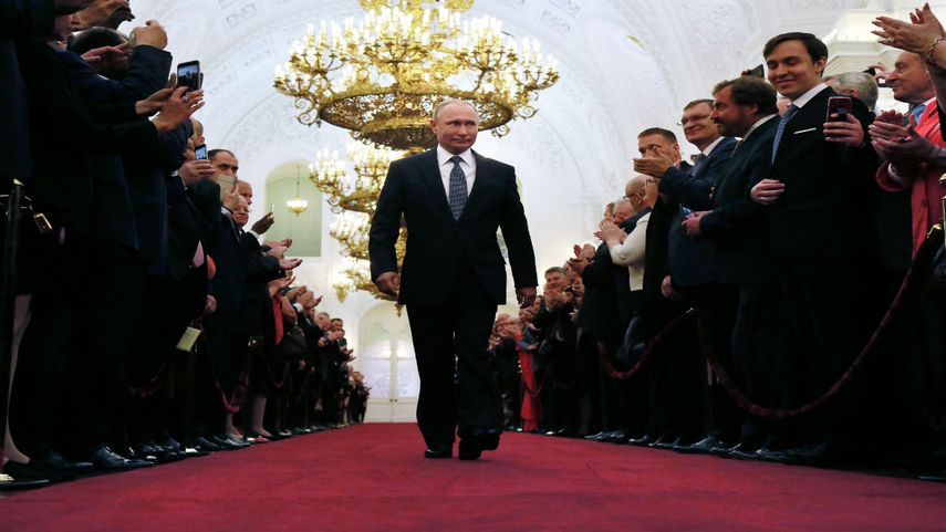 El presidente ruso, Vladimir&nbsp;Putin, llega a la sesión de investidura, en el Gran Palacio del Kremlin, Moscú