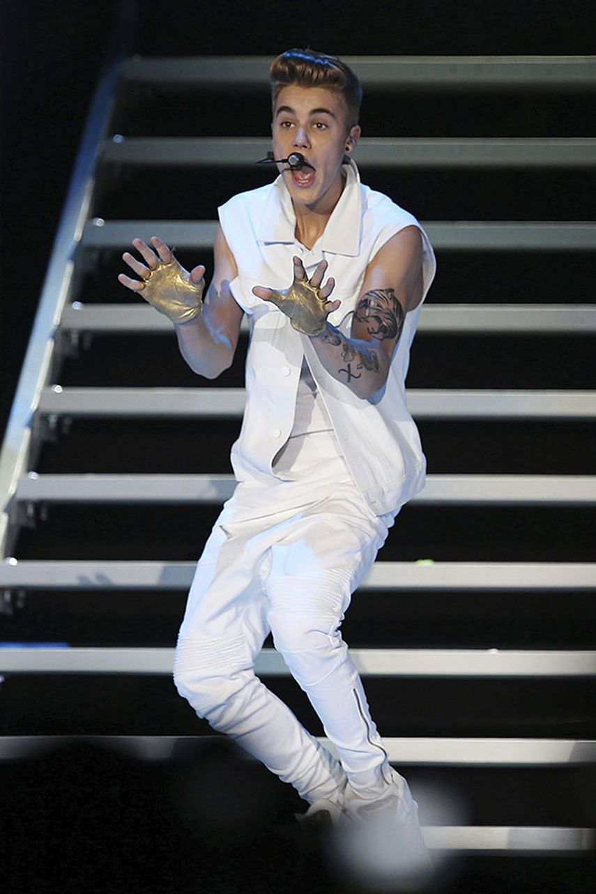 Imagen de archivo del cantante canadiense Justin Bieber durante un concierto ofrecido en Dubai, Emiratos Árabes Unidos. EFE/Ali Haider