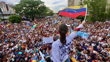 La líder opositora María Corina Machado encabeza un acto en el estado Bolívar&nbsp;