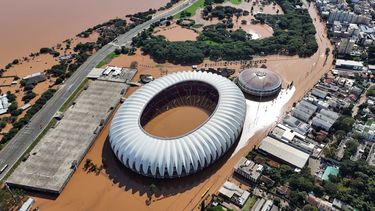 El estadio Beira Rio inundado después de fuertes lluvias en Porto Alegre, estado de Rio Grande do Sul, Brasil, el martes 7 de mayo de 2024.
