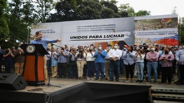 El presidente encargado de Venezuela, Juan Guaidó, durante un acto político en Caracas.