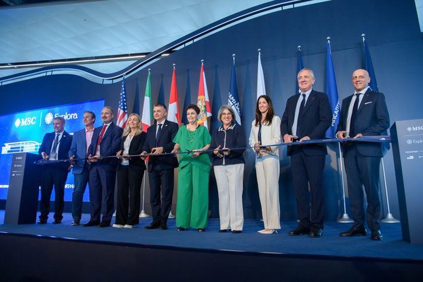 Durante el corte de cinta de MSC Miami Cruise Terminal.&nbsp;
