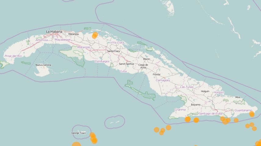 Sismos en Cuba en los últimos siete días.&nbsp;