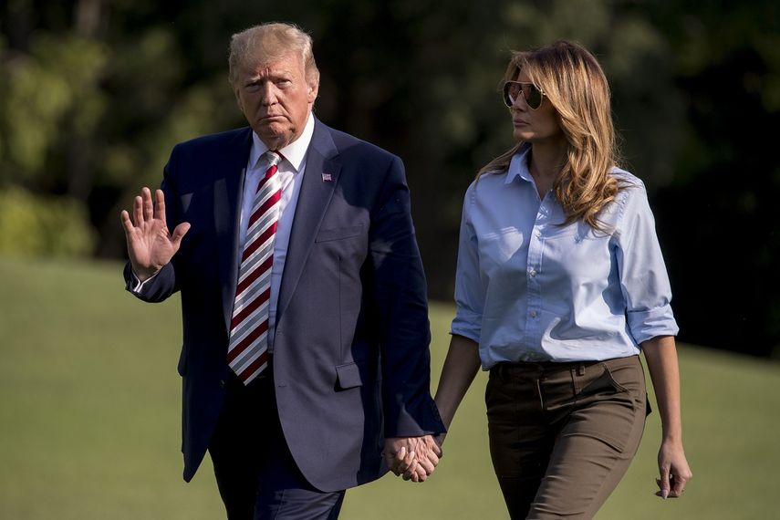 El presidente Donald Trump y la primera dama Melania Trump en la Casa Blanca en Washington el 4 de agosto del 2019.&nbsp;&nbsp;