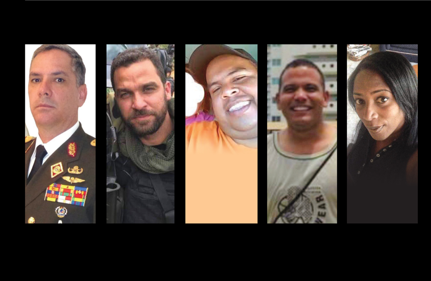 De Izq a Der. 1.-Mayor General Iván Hernández Dala. 2.- Teniente coronel (Ej.) Alexander Granko Arteaga. 3-.Nestor Neptalí Blanco Hurtado, Comandante de la Guardia Nacional Bolivariana (GNB). 4.- Capitán Jonathan Becerra, funcionario del DGCIM. 5.- Mayor Nairobi O’Connor Jackson&nbsp;