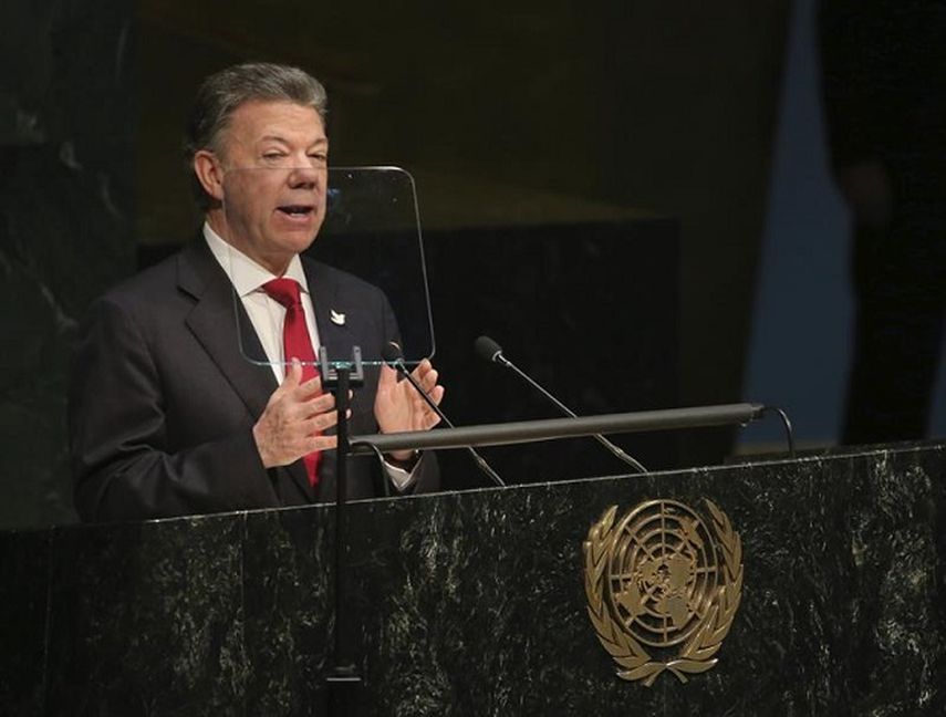 Juan Manuel Santos durante su participación en Ungass 2016. (EFE)