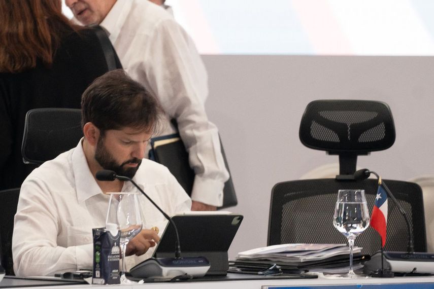 Gabriel Boric, presidente de Chile, en la XXVIII Cumbre Iberoamericana, 25/03/2023. El mandatario chileno suscribió un documento acompañado de expresidentes de ese país.&nbsp;