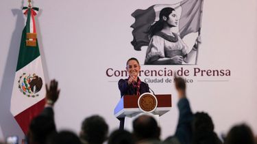 La presidente de México, Claudia Sheinbaum, durante una conferencia de prensa en el Palacio Nacional. 