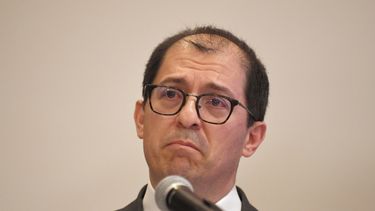 El fiscal general de Colombia, Francisco Barbosa, pronuncia un discurso durante un evento con autoridades locales en Bogotá el 5 de junio de 2023.