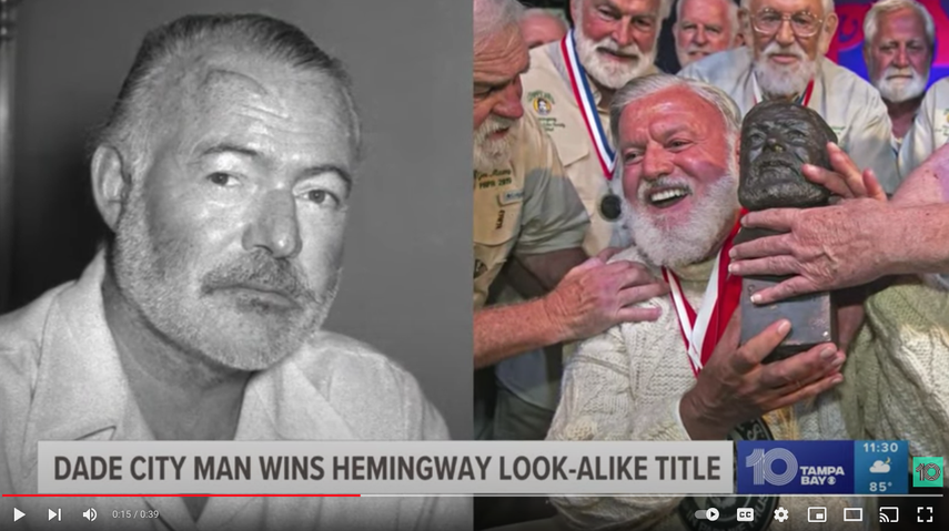 El abogado Jon Auvil gana el título del más parecido a Ernest Hemingway, en el concurso que se celebra cada año en Cayo Hueso, Florida.&nbsp;
