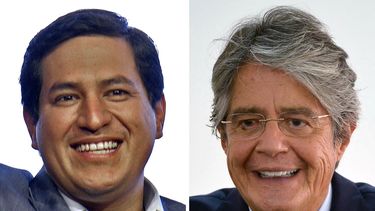 El candidato presidencial izquierdista delfín de Rafael Correa, Andrés Arauz (izquierda), y el candidato presidencial de derecha por el movimiento Creando Oportunidades, Guillermo Lasso.