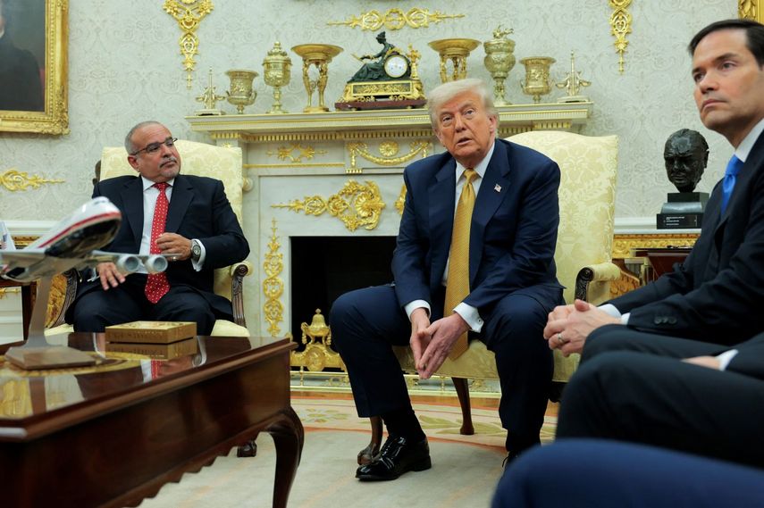 El presidente Donald J. Trump y el secretario de Estado Marco Rubio en la Oficina Oval de la Casa Blanca.