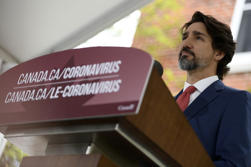 El primer ministro canadiense Justin Trudeau habla durante una conferencia de prensa sobre el COVID-19, en Rideau Cottage, en Ottawa, Canad&aacute;, el martes 19 de mayo de 2020.&nbsp;