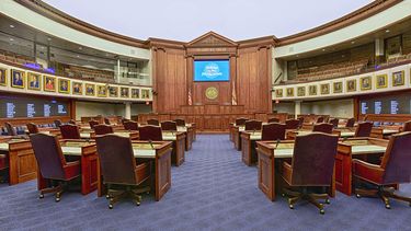 Vista parcial del salón del pleno, Senado estatal de Florida.