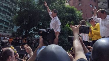 El presidente encargado Juan Guaid&oacute; durante la protesta celebrada en Venezuela este 16 de noviembre.