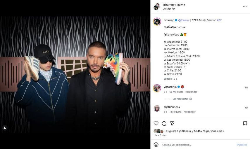 Bizarrap y J Balvin promocionan BZRP Music Sessions #62/66.&nbsp;