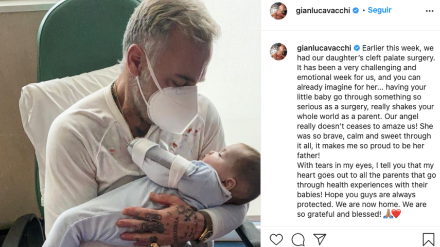 Gianluca Vacchi y su bebé Blu J.