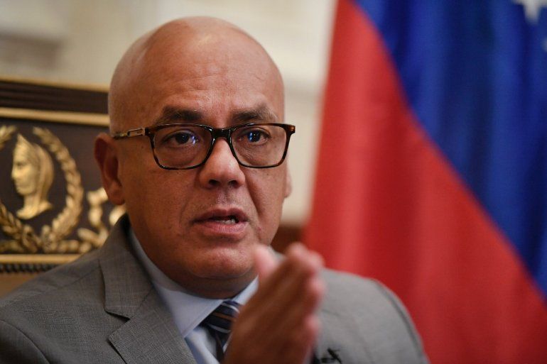Jorge Rodríguez, presidente de la ilegítima Asamblea Nacional del régimen de Nicolás Maduro, concede una entrevista el viernes 15 de enero de 2021, en la sede legislativa, en Caracas, Venezuela.