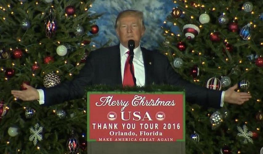 El presidente electo Donald Trump, durante su discurso en Orlando, Florida, como parte de la gira de agradecimiento que realiza por el país.