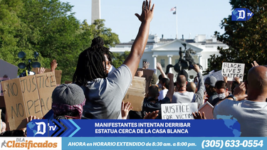 manifestantes intentan derribar estatua cerca de la casa blanca