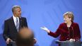 La canciller alemana, Angela&nbsp;Merkel, y el presidente de los Estados Unidos, Barack Obama, durante una rueda de prensa en la Cancillería de Berlín