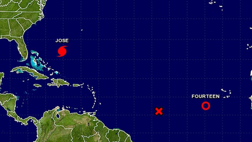 La nueva depresión tropical, identificada en el mapa como FOURTEEN, se localiza unos 700 kilómetros al sur-suroeste de Cabo Verde.