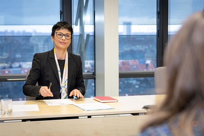 La comisaria de Ampliación, Marta Kos, durante un encuentro en Bruselas. La comisaria de Ampliación, Marta Kos, durante un encuentro en Bruselas.