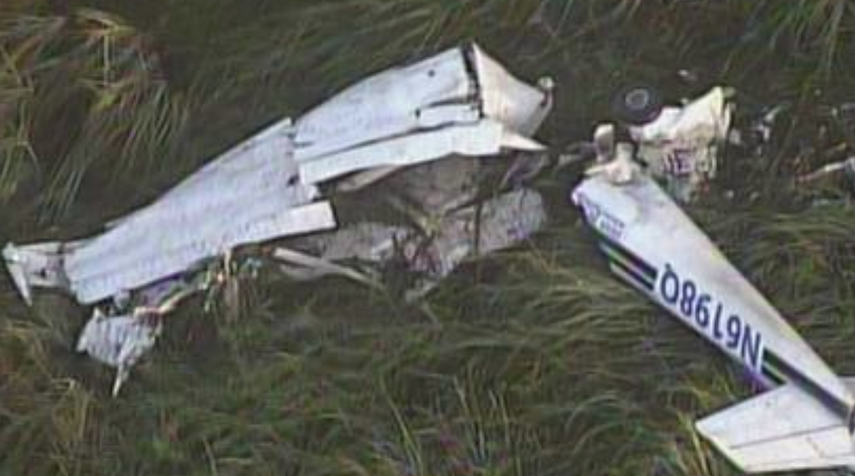 Imagen de la avionesta que cayo la madrugada del viernes en los Everglades.