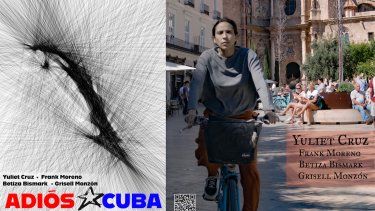 Collage de carteles de la película Adiós, Cuba, de Rolando Díaz. 
