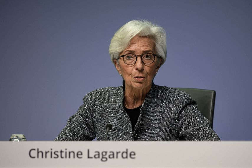 &nbsp;La presidenta del Banco Central Europeo Christine Lagarde en una conferencia de prensa.&nbsp;&nbsp;
