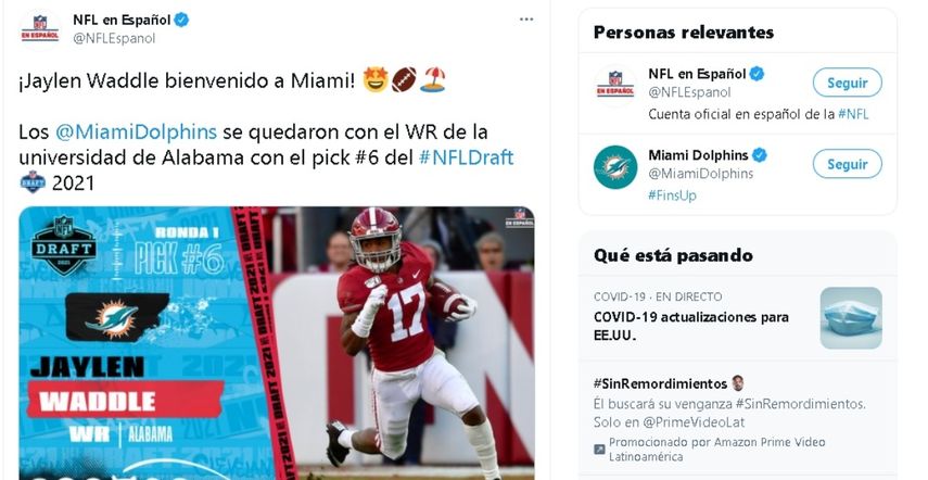 Waddle promedió 44.5 yardas en sus 17 recepciones de touchdown en tres temporadas con Crimson Tide, y anotó tres veces en devoluciones de patadas