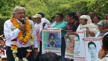 El candidato a la Presidencia de México, Andrés Manuel López Obrador, en un acto de campaña en el municipio de Iguala, estado de Guerrero, México.