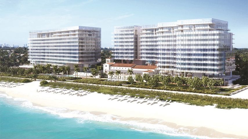 Ilustración de lo que sería el complejo hotelero Four Season, que se construye en Surfside, un municipio colindante con Miami Beach. (CORTESÍA)