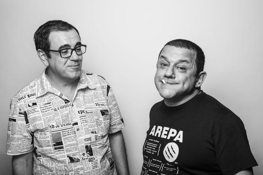 Los humoristas venezolanos Laureano Márquez y Emilo Lovera.&nbsp;&nbsp;