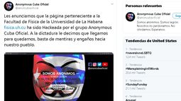 El pasado 21 de febrero Anonymous también reivindicó el jaqueo de la página web oficial de la Embajada de España en Cuba.