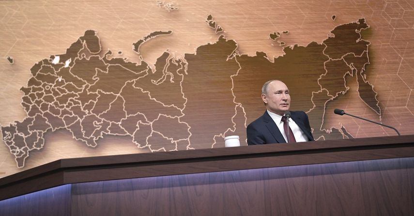 El presidente de Rusia, Vladimir Putin, habla durante su rueda de prensa anual en Mosc&uacute;, Rusia, el jueves 19 de diciembre de 2019.&nbsp;