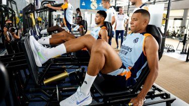 Kylian Mbappé en su primer entrenamiento oficial con el Real Madrid, el 7 de agosto de 2024.