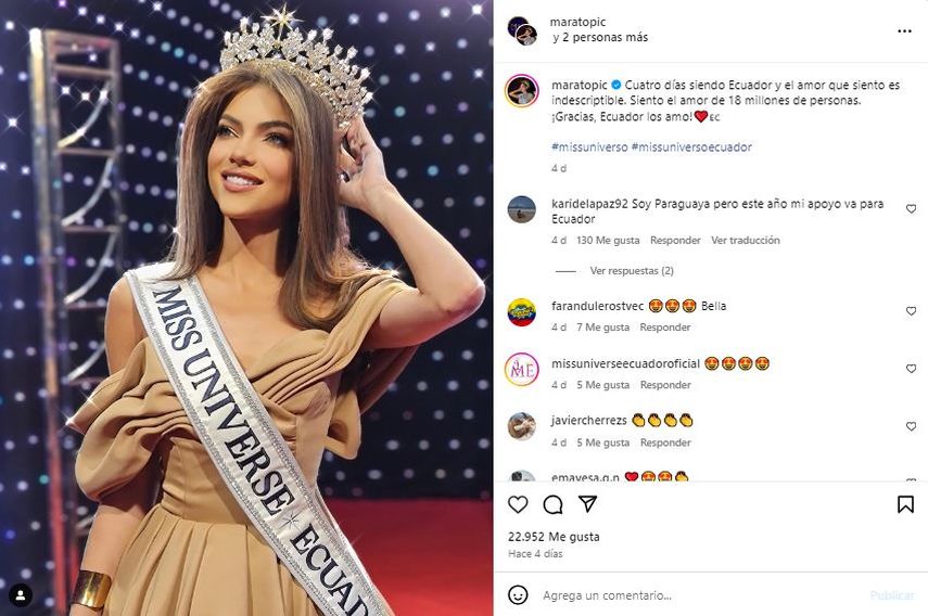 Miss Universo Ecuador 2024, Mara Topic.&nbsp;