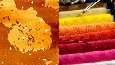 A la izquierda Tela de tejido molecular reconocida con el récord Guinness