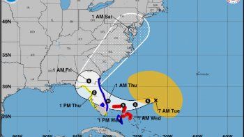 Pronóstico de ruta para tormenta tropical Nicole.