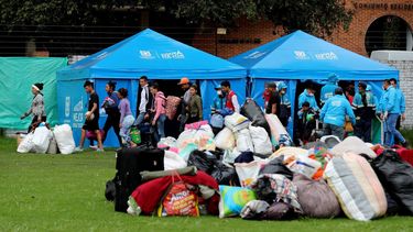 Campamento de migrantes venezolanos en Colombia.