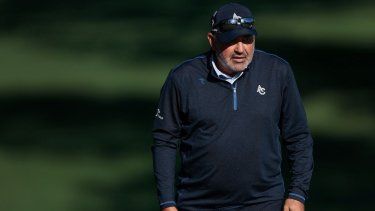 El argentino Ángel Cabrera durante una ronda de práctica antes del Masters de Augusta 2025, el 8 de abril de 2025.