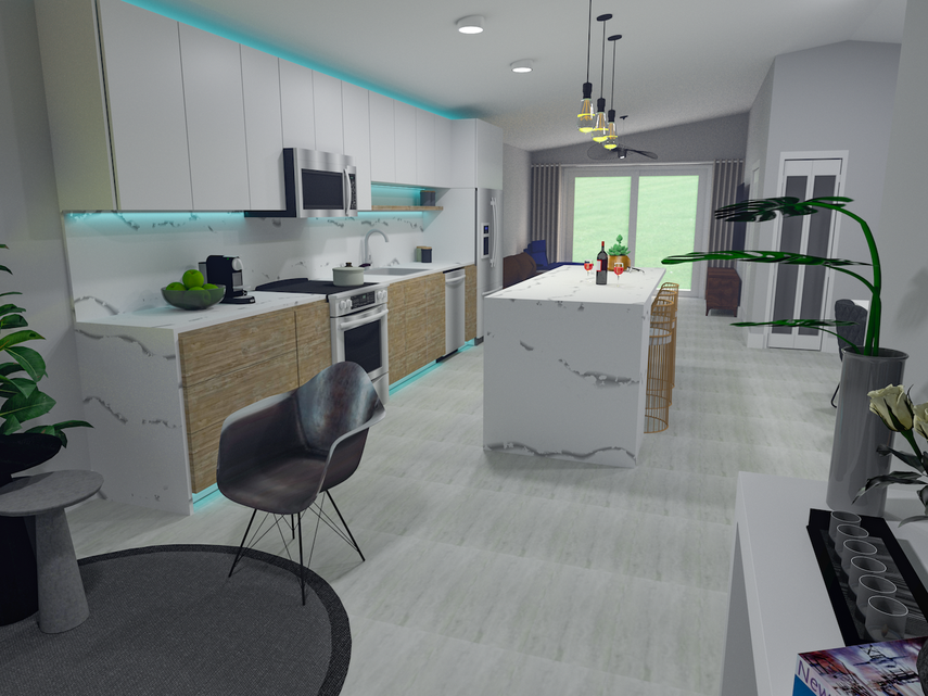 Diseño de Díktuon para una cocina-comedor.&nbsp;