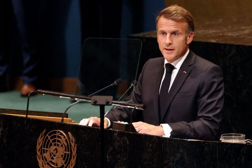 El presidente francés, Emmanuel Macron, durante su discurso en la Asamblea General de la ONU.