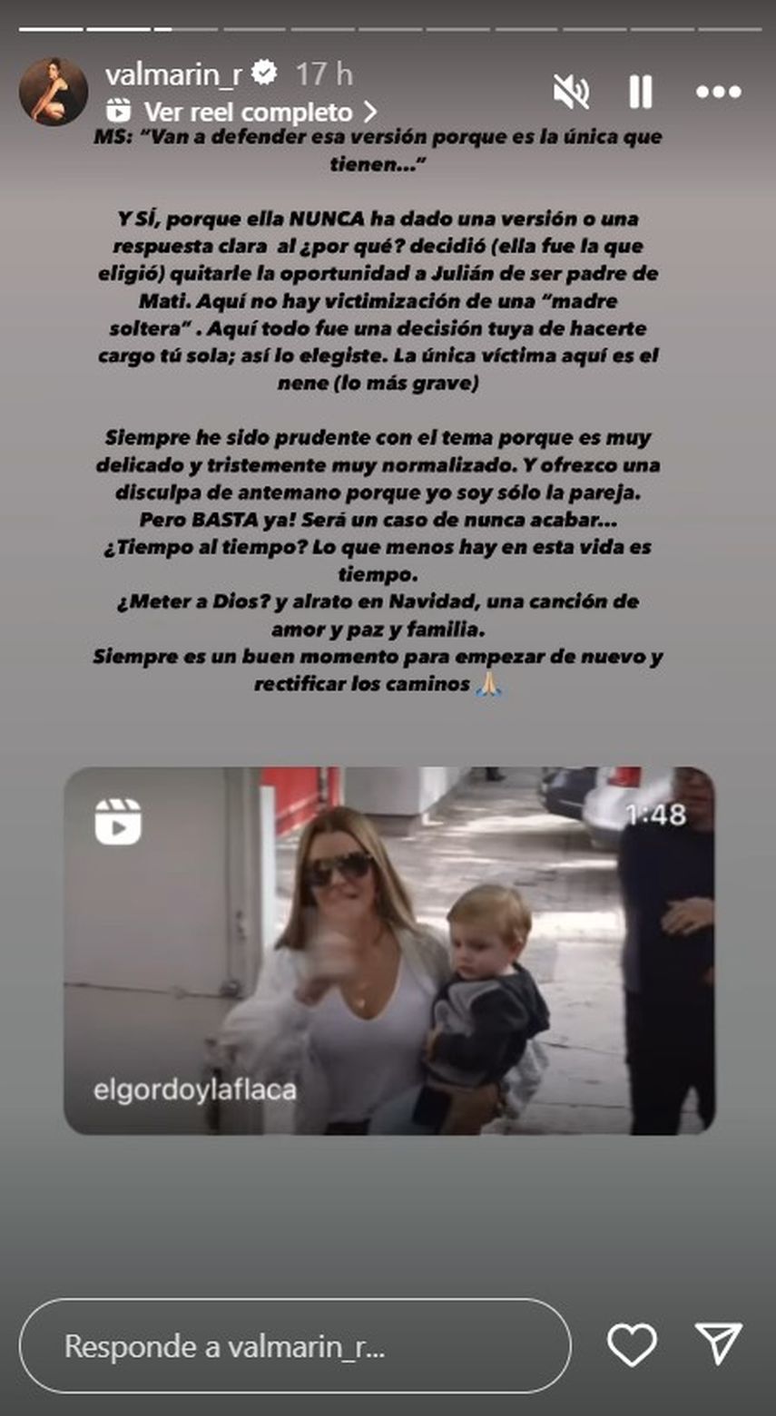 La prometida de Julián Gil, Valeria Marín, habla sobre la custodia del hijo del actor con Marjorie De Sousa.
