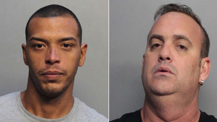 Yuniel Pérez (izq.) y René Hernández, acusados ​​del robo de la furgoneta del Aeropuerto Internacional de Miami.