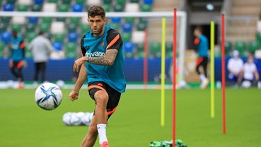El delantero de Estados Unidos Christian Pulisic durante un entrenamiento del Chelsea