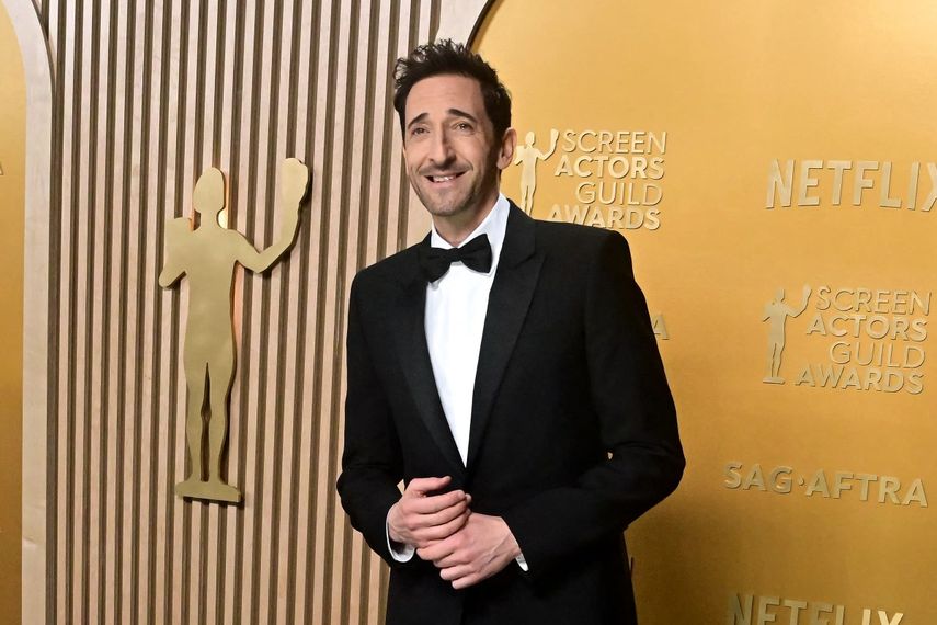 El actor estadounidense Adrien Brody llega a la 31ª edición de los premios del Sindicato de Actores de Cine en el Auditorio Shrine de Los Ángeles, el 23 de febrero de 2025.