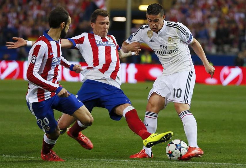 El Madrid deberá jugar el derbi sin James. (EFE)