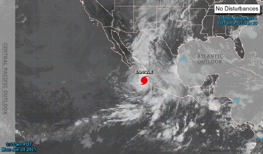 Imagen del huracán Enrique, lunes 28 de junio, 7:00 am.&nbsp;